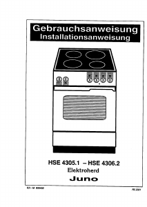 Bedienungsanleitung Juno JES4306 Herd