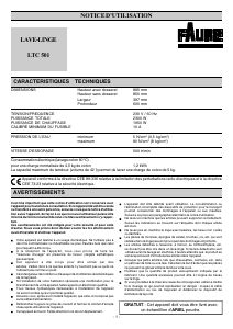 Mode d’emploi Faure LTC501 Lave-linge