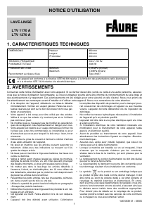 Mode d’emploi Faure LTV1170A Lave-linge