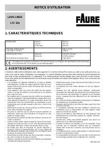 Mode d’emploi Faure LTC531 Lave-linge