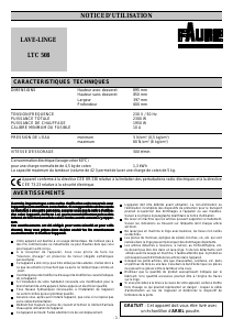 Mode d’emploi Faure LTC508 Lave-linge