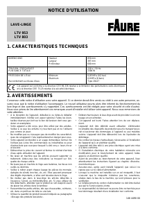 Mode d’emploi Faure LTV803 Lave-linge