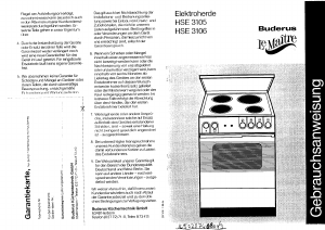 Bedienungsanleitung Buderus-Le Maitre HSE3105 Herd