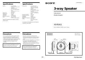 Mode d’emploi Sony XS-R1611 Haut-parleur voiture