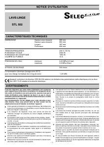 Mode d’emploi Selecline STL502 Lave-linge