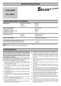 Mode d’emploi Selecline STL1002V Lave-linge
