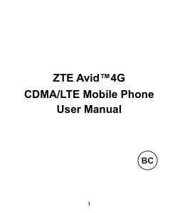 Manual ZTE Avid 4G Mobile Phone