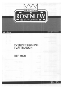 Käyttöohje Rosenlew RTF1000 Pesukone