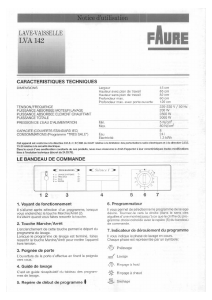 Mode d’emploi Faure LVA142W Lave-vaisselle