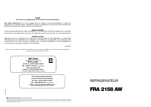 Mode d’emploi Faure FRA2158AW Réfrigérateur