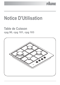 Mode d’emploi Faure CPG103N Table de cuisson