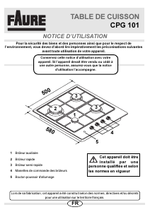 Mode d’emploi Faure CPG101W Table de cuisson