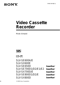 Mode d’emploi Sony SLV-SE800E Magnétoscope