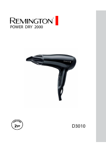 Manual Remington D3010 Power Dry 2000 Secador de cabelo