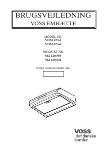 Brugsanvisning Voss VHM675-0 Emhætte