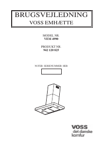 Brugsanvisning Voss VEM4990-AL Emhætte