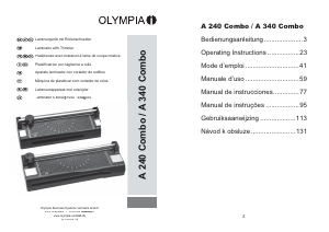 Mode d’emploi Olympia A 240 Combo Plastifieuse