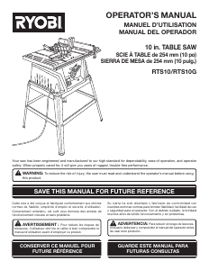Mode d’emploi Ryobi RTS10G Banc de scie