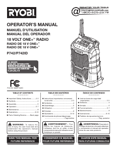 Mode d’emploi Ryobi P742 Radio