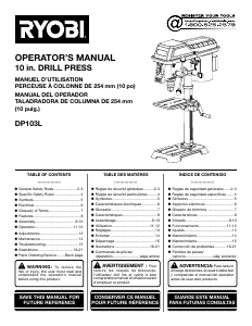 Manual de uso Ryobi DP103L Taladro de columna