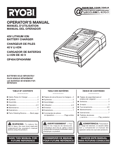 Manual de uso Ryobi OP404VNM Cargador de batería