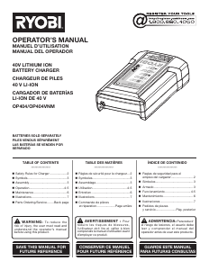 Bruksanvisning Ryobi OP404 Batteriladdare