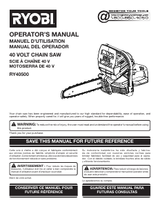 Manual de uso Ryobi RY40580 Sierra de cadena
