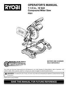 Handleiding Ryobi P551 Verstekzaag