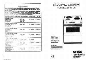 Brugsanvisning Voss ETM1221 Komfur
