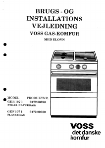 Brugsanvisning Voss GEF2131 Komfur