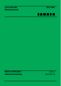 Mode d’emploi Zanker ZKS5644X Lave-vaisselle