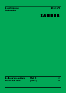 Manual Zanker ZKS5674W Dishwasher