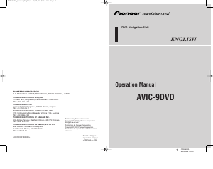 Bruksanvisning Pioneer AVIC-9DVD Bilnavigator
