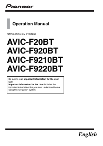 Manual Pioneer AVIC-F9220BT Car Navigation