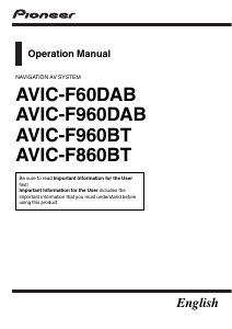 Bruksanvisning Pioneer AVIC-F860BT Bilnavigator