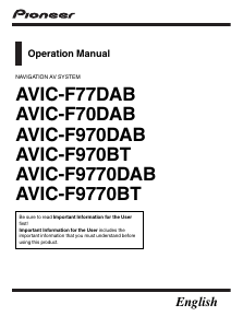 Bruksanvisning Pioneer AVIC-F970DAB Bilnavigator