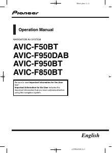 Bruksanvisning Pioneer AVIC-F850BT Bilnavigator