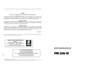 Mode d’emploi Faure FRI236W/2 Réfrigérateur