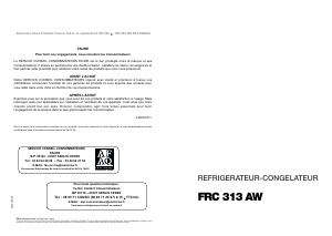 Mode d’emploi Faure FRC313AW1 Réfrigérateur combiné