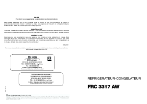 Mode d’emploi Faure FRC3317AW Réfrigérateur combiné