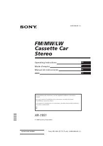 Mode d’emploi Sony XR-1951 Autoradio