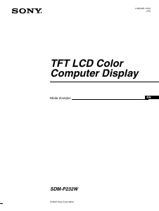 Mode d’emploi Sony SDM-P232W Moniteur LCD