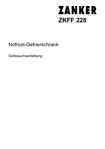 Bedienungsanleitung Zanker ZKFF228 Gefrierschrank