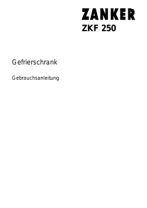 Bedienungsanleitung Zanker ZKF250 Gefrierschrank