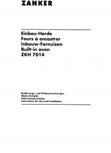 Bedienungsanleitung Zanker ZKH7014X Herd