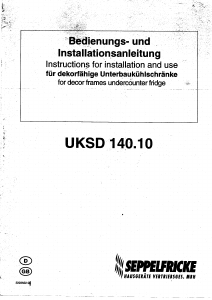 Handleiding Seppelfricke UKSD 140.10 Koelkast