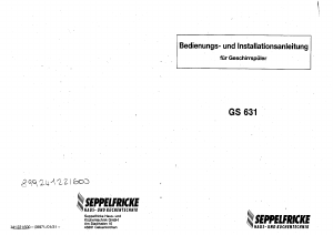 Bedienungsanleitung Seppelfricke GS 631-4 Geschirrspüler