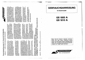 Bedienungsanleitung Seppelfricke GS 1800 Geschirrspüler
