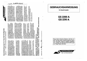 Bedienungsanleitung Seppelfricke GS 2200A Geschirrspüler