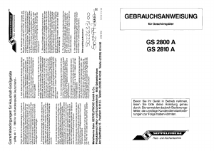 Bedienungsanleitung Seppelfricke GS 2800A Geschirrspüler